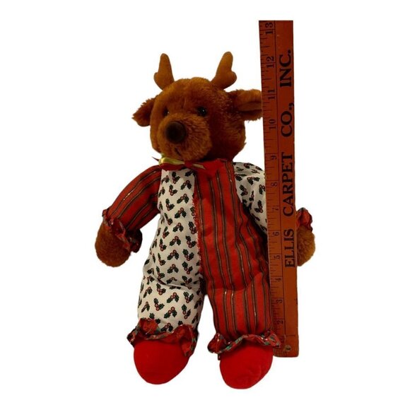 Vintage Christmas Reindeer Plush 12 Inch Stuffed Animal Toy Brown - Picture 4 of 9